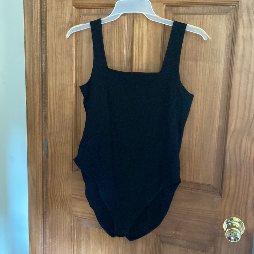 Black Square Neck Bodysuit